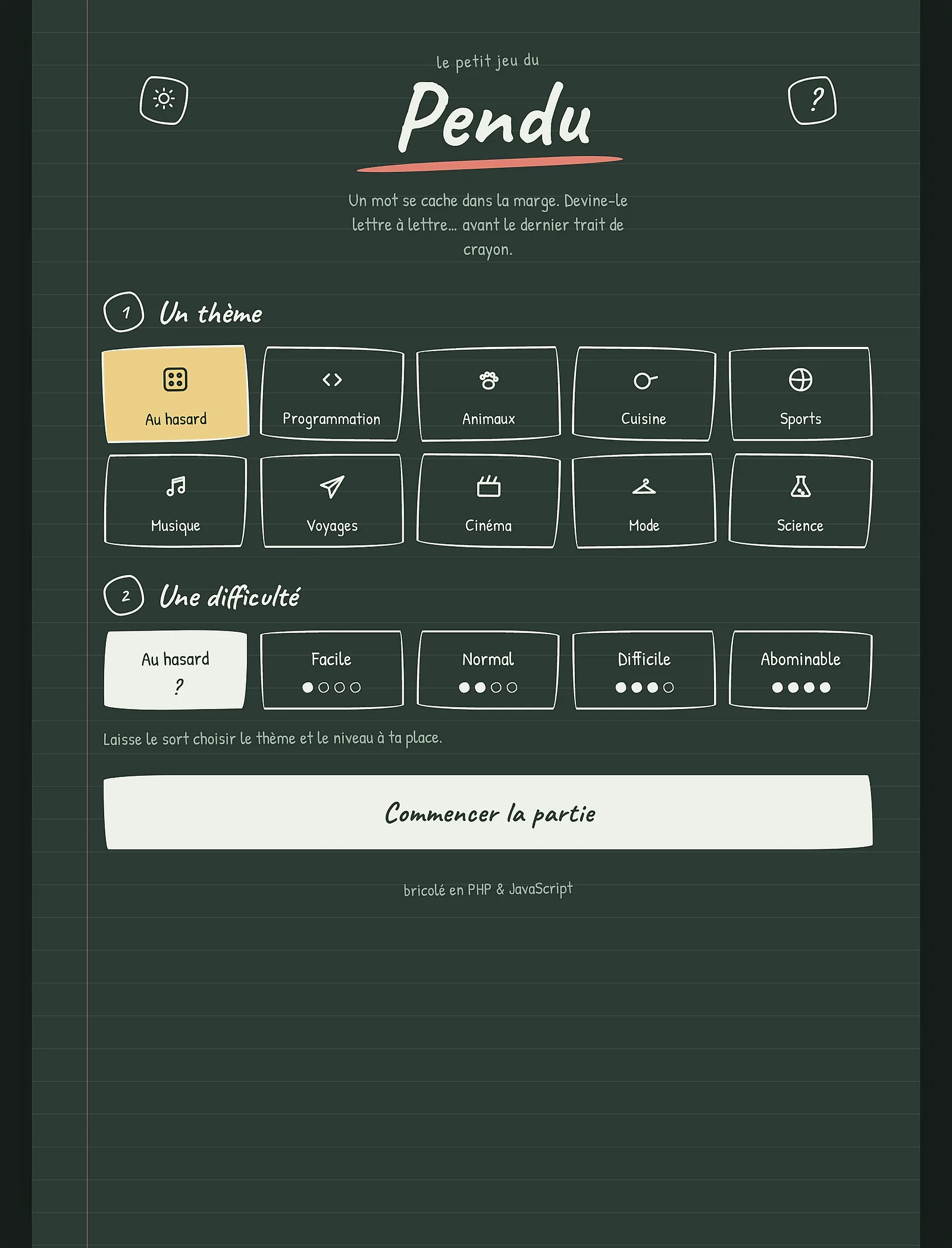 Aperçu du projet Le Jeu du Pendu