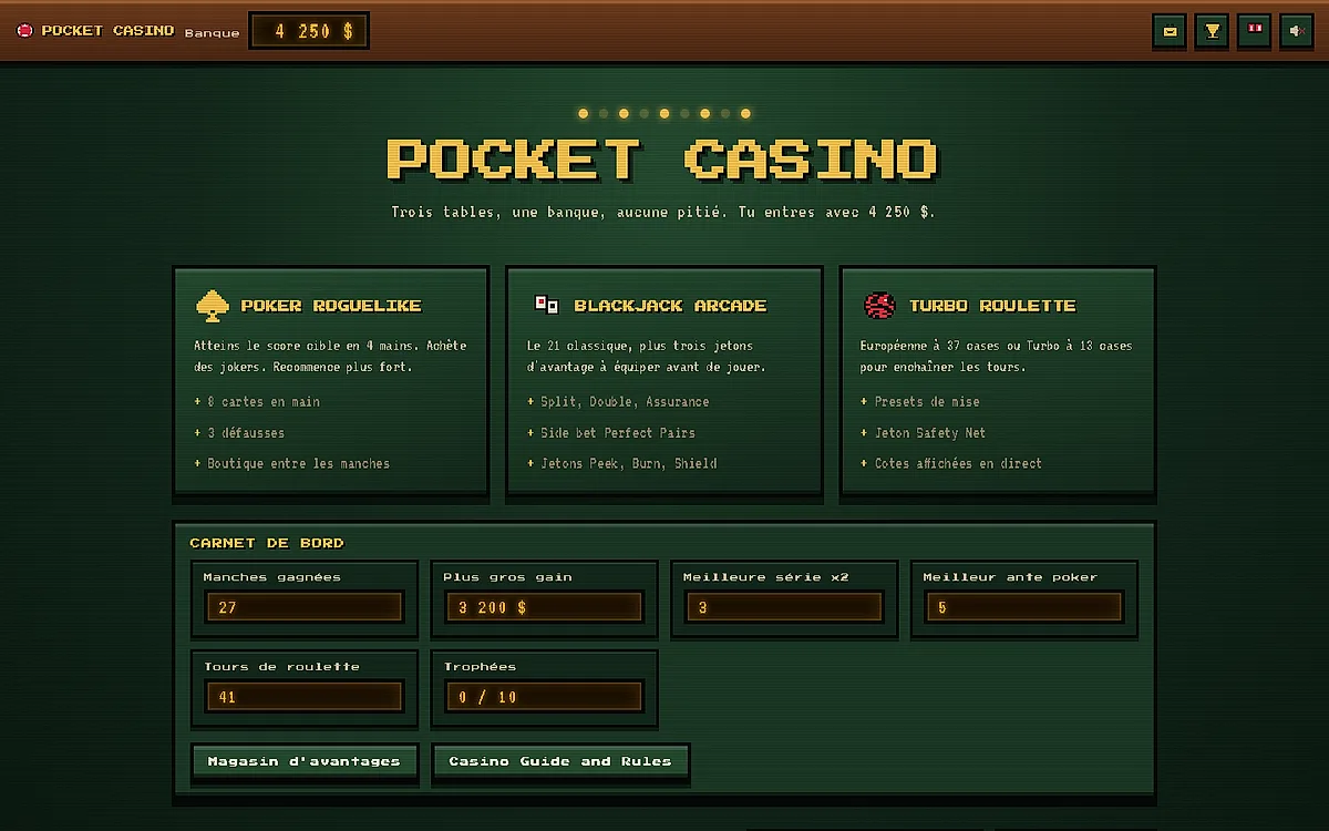 Aperçu du projet Pocket Casino